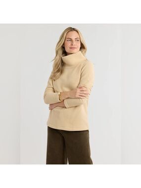 Dudley Stephens Cream Cowlneck Fleece Turtleneck Sweater XL